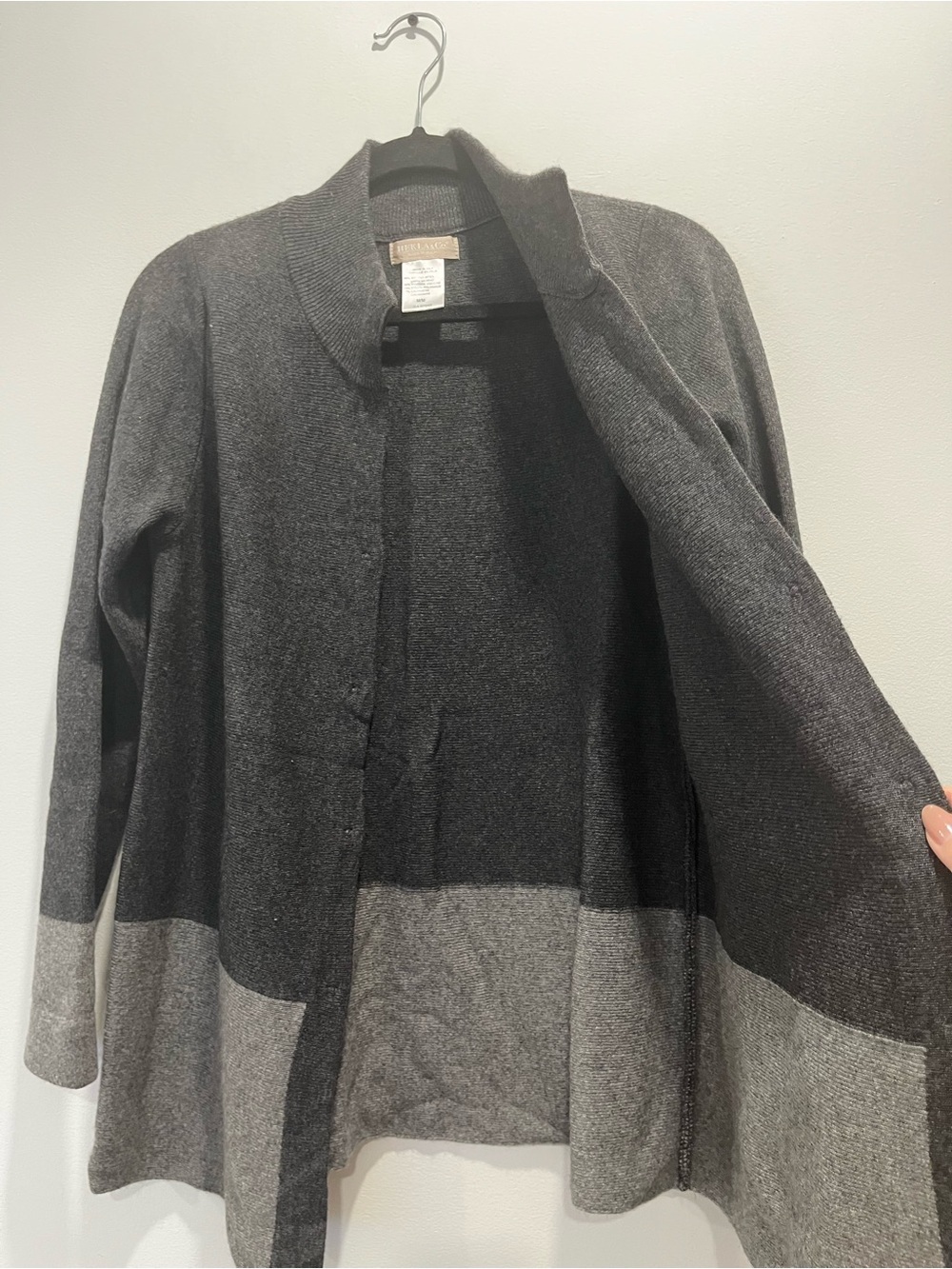Vintage Cashmere Merino Wool Hekla & Co Snap Front Gray Knit Sweater Cardigan M - Picture 3 of 7